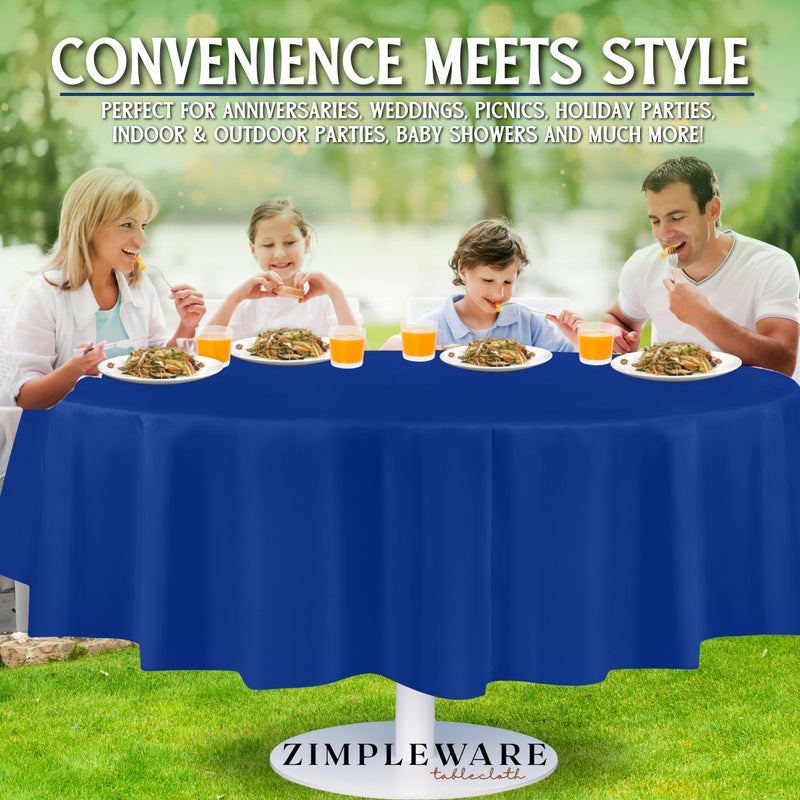 ZIMPLEWARE Premium Blue Plastic Table Cloth Disposable (12 Pack) Round Tablecloth (84in) Party Table Cloths Disposable, Perfect Table Cloth Round Cover for Any Table Up to 6 Feet - Image 4